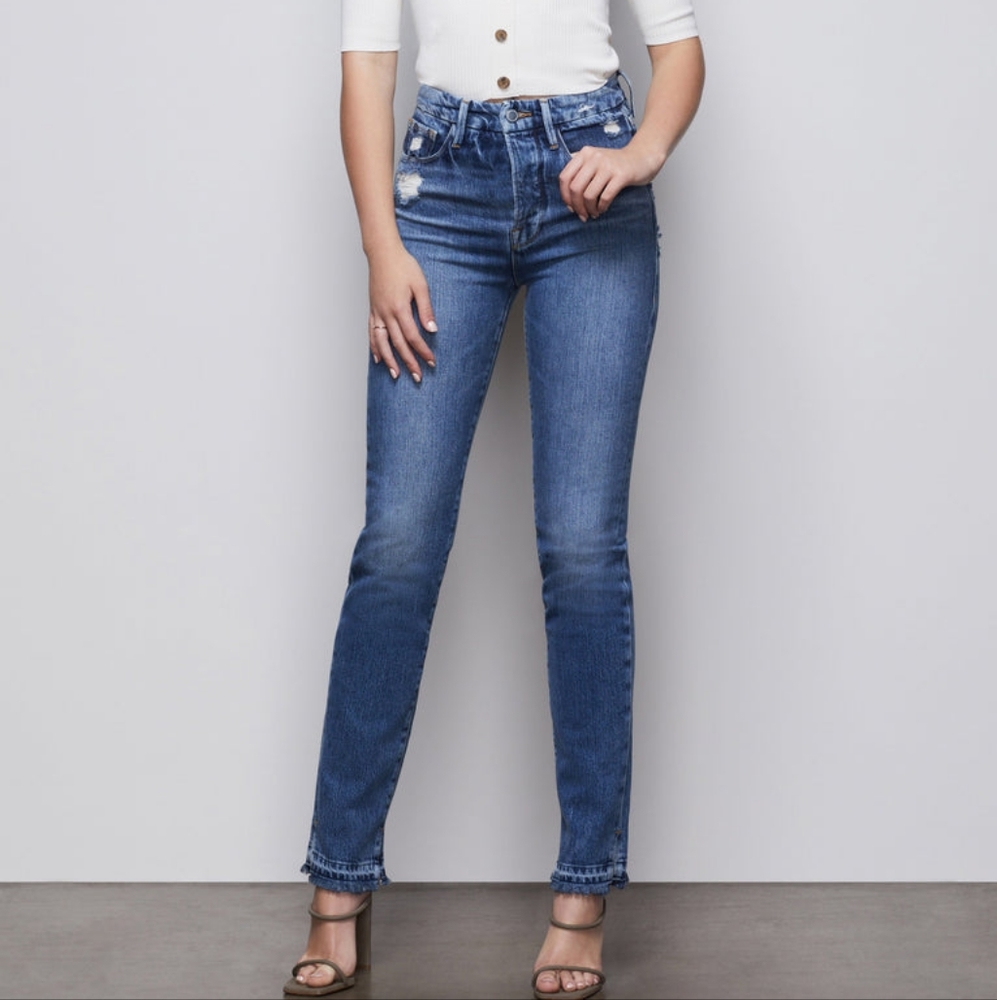 Good American Good boy double slit hem jeans